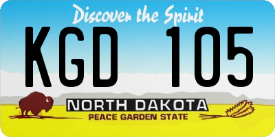 ND license plate KGD105