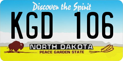 ND license plate KGD106