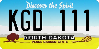 ND license plate KGD111