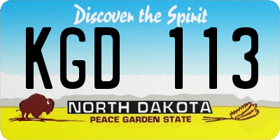 ND license plate KGD113