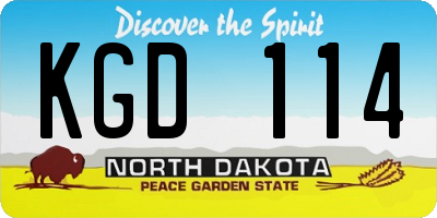 ND license plate KGD114