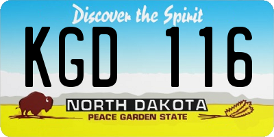 ND license plate KGD116