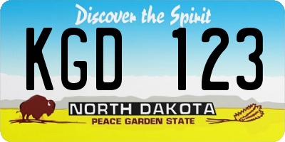 ND license plate KGD123