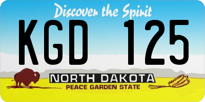 ND license plate KGD125