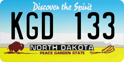 ND license plate KGD133