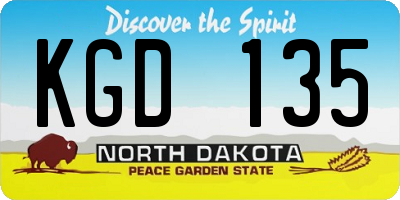 ND license plate KGD135