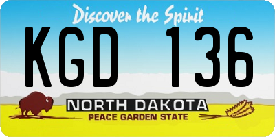 ND license plate KGD136