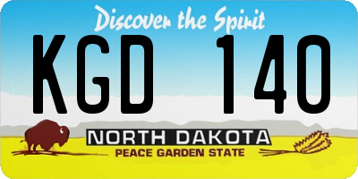 ND license plate KGD140