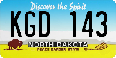 ND license plate KGD143