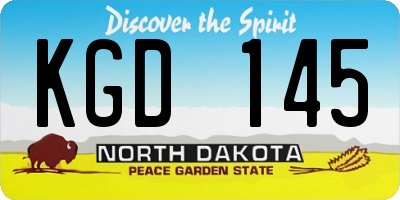 ND license plate KGD145