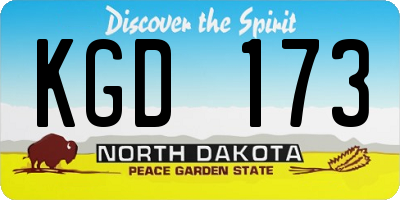 ND license plate KGD173