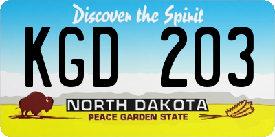 ND license plate KGD203