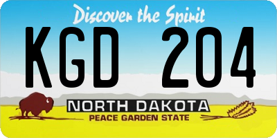 ND license plate KGD204