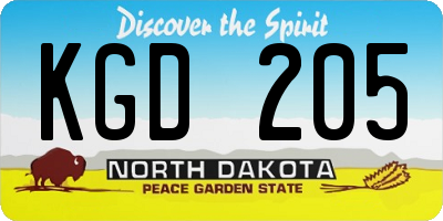 ND license plate KGD205