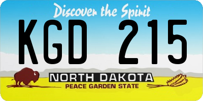 ND license plate KGD215