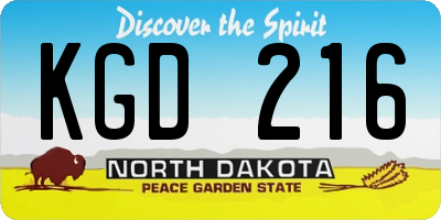 ND license plate KGD216