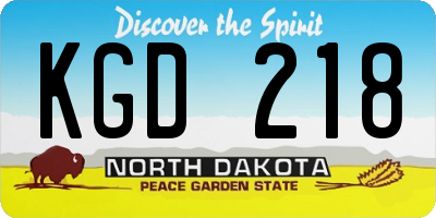 ND license plate KGD218