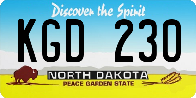 ND license plate KGD230