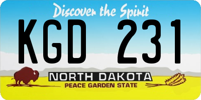 ND license plate KGD231