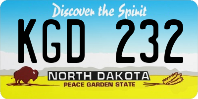 ND license plate KGD232