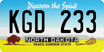 ND license plate KGD233