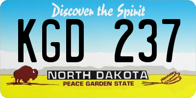 ND license plate KGD237