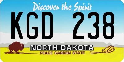 ND license plate KGD238