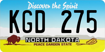 ND license plate KGD275