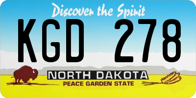 ND license plate KGD278