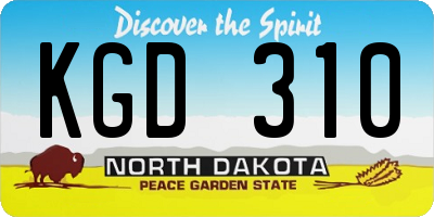 ND license plate KGD310