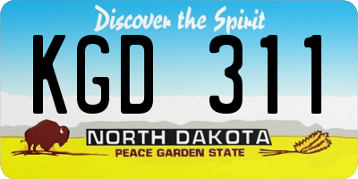 ND license plate KGD311