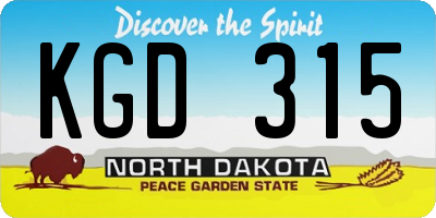 ND license plate KGD315
