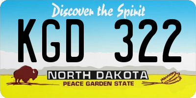 ND license plate KGD322