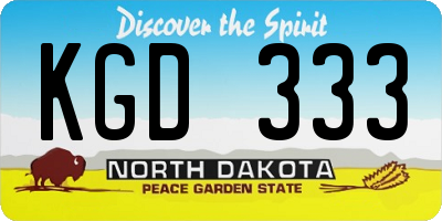 ND license plate KGD333