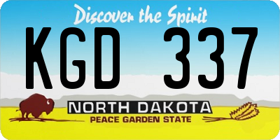 ND license plate KGD337