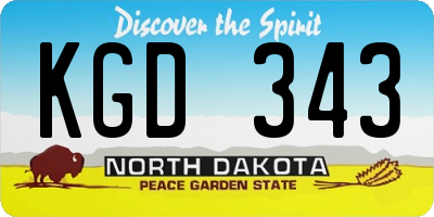 ND license plate KGD343
