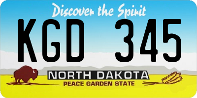 ND license plate KGD345