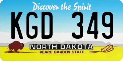 ND license plate KGD349