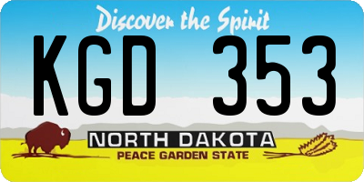 ND license plate KGD353