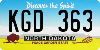 ND license plate KGD363
