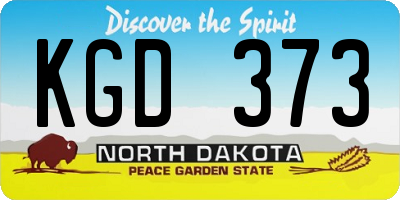 ND license plate KGD373