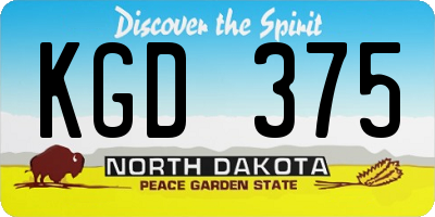 ND license plate KGD375