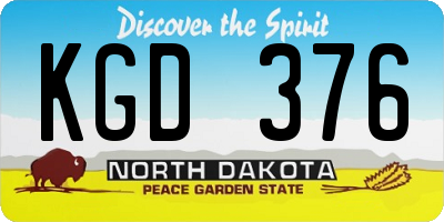 ND license plate KGD376