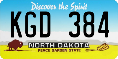 ND license plate KGD384