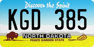 ND license plate KGD385