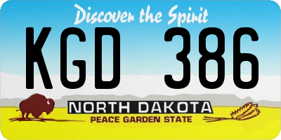 ND license plate KGD386