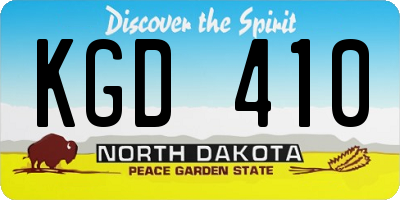 ND license plate KGD410