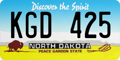 ND license plate KGD425