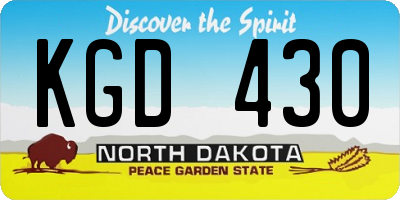 ND license plate KGD430