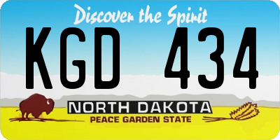 ND license plate KGD434